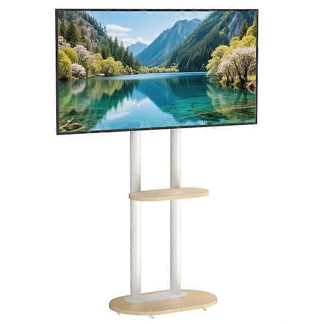 Support TV à roulettes réglable en hauteur pour téléviseurs de 40 à 75 pouces, supportant jusqu'à 60 kg, avec roulettes dissimulées.