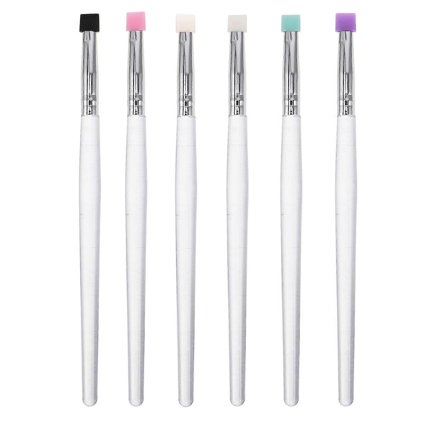 Eyelash Brush Silicone Flat Head Tool for Eye Makeup 6Pcs Assorted Colors