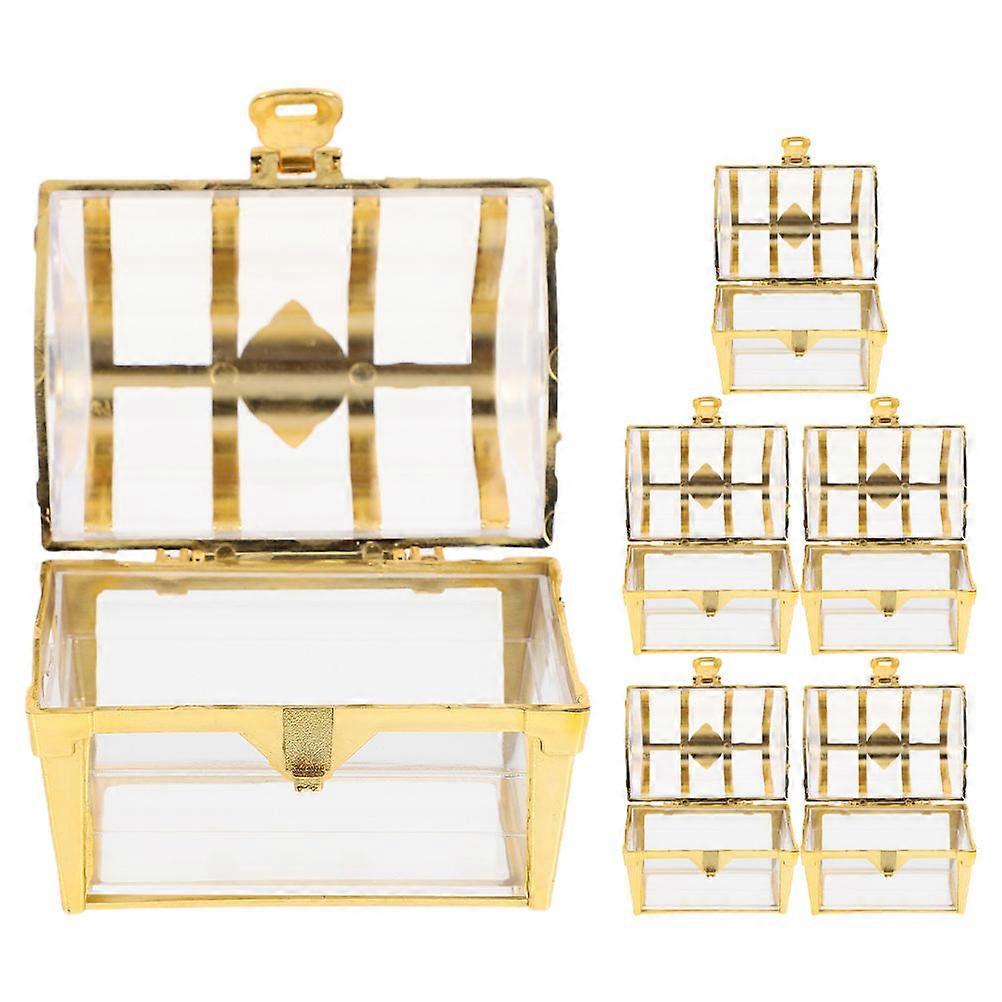 6pcs Plastic Treasure Chest Boxes Small Jewelry Keepsake Cases with Lids