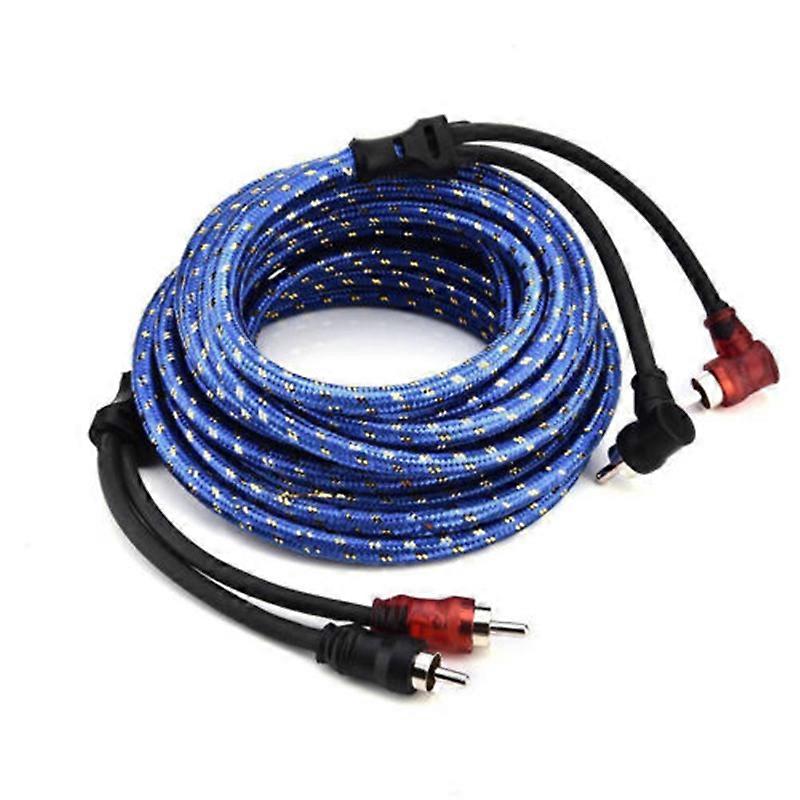 5M 2 To 2 Plug Car Stereo Audio Cable Amplifier Braided Tool