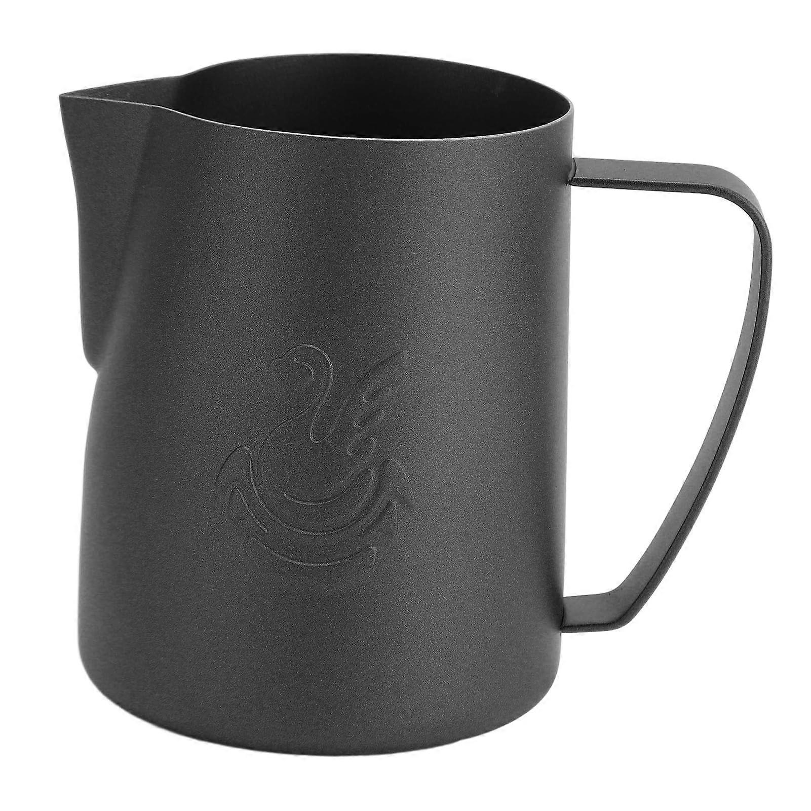 480ml Stainless Steel Milk Frothing Pitcher with Swan Pattern and Precision Pour Spout Matte Black