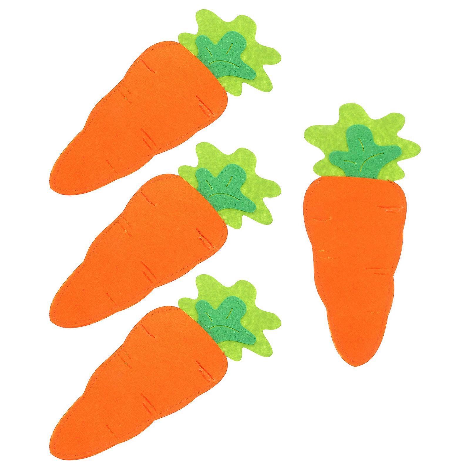 Easter Silverware Holder Carrot Shaped Sleeve for 4Pcs Tableware Organization