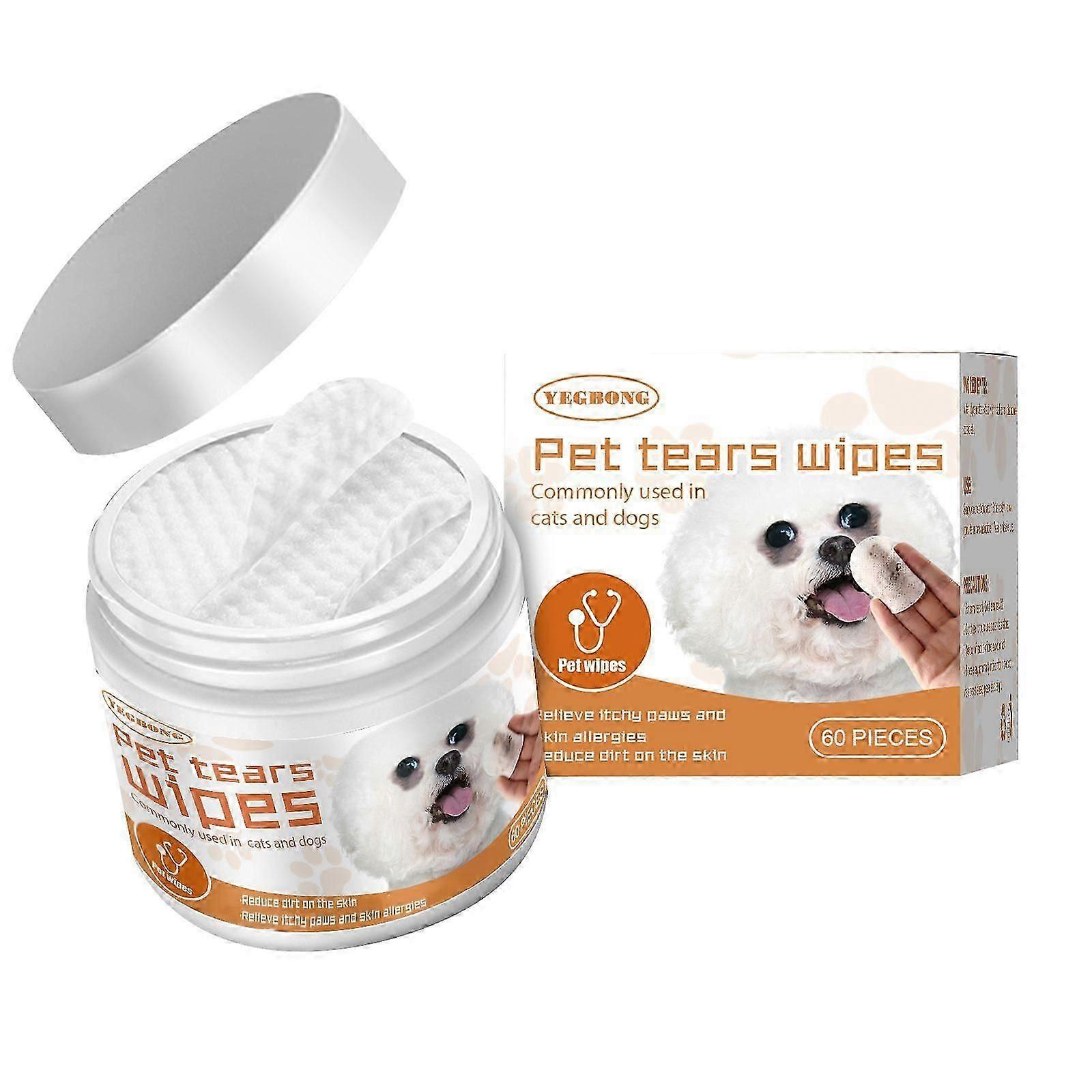 宠物湿巾清洁，狗和猫泪痕眼部清洁湿巾眼部污垢化妆棉