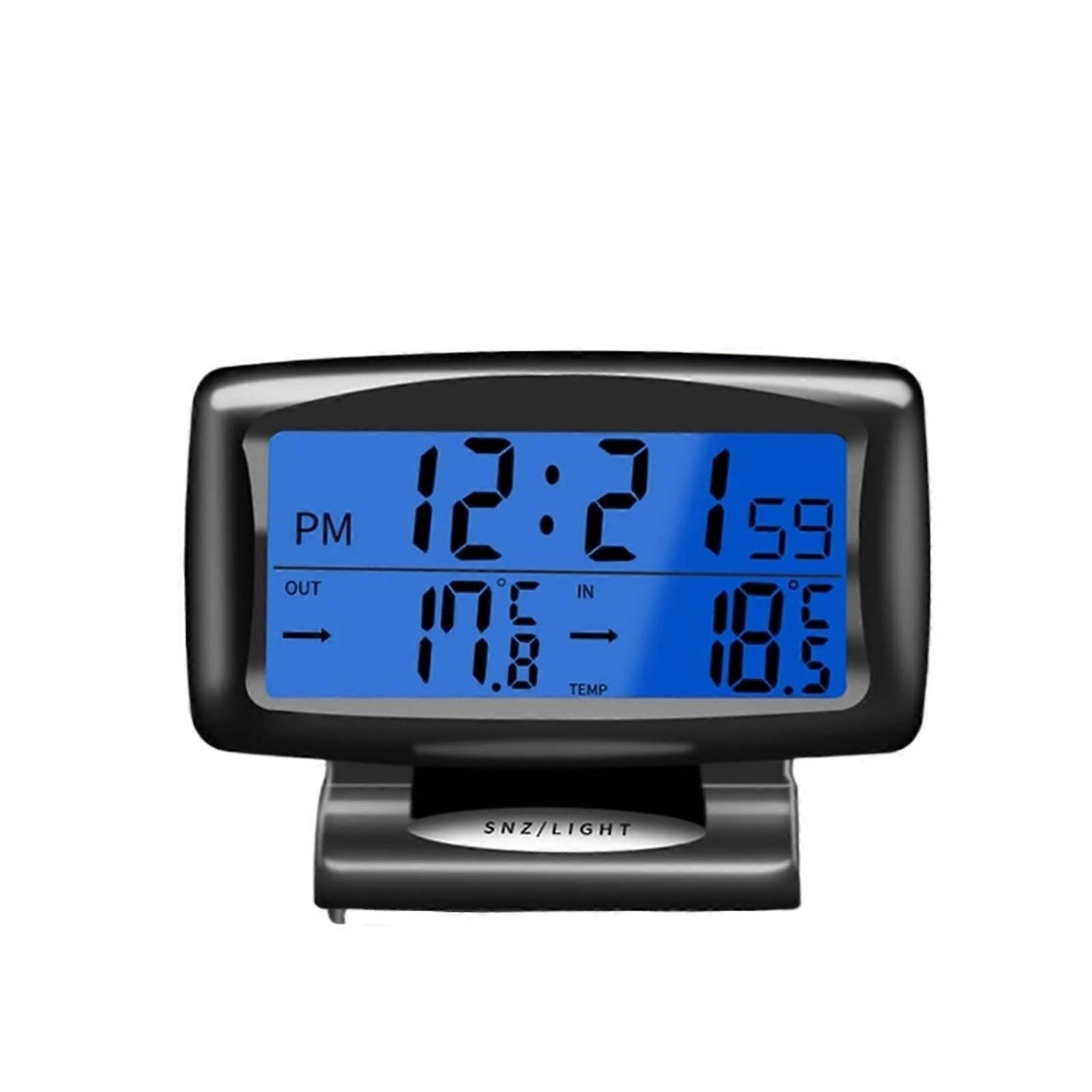 Digital Car Thermometer and Clock with Backlight, Accurate Dashboard Temperature Gauge and Alarm