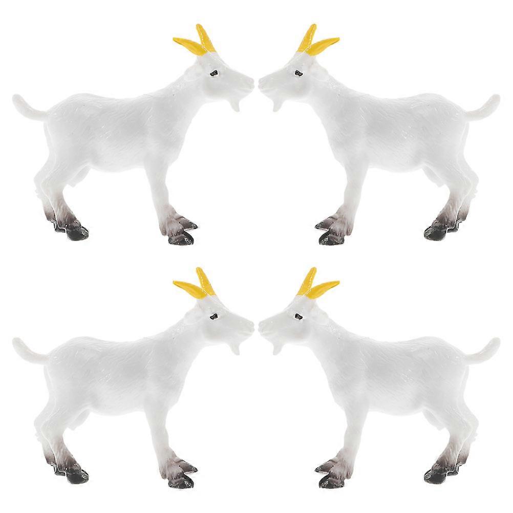 Lawn Statues Mini PVC Simulation Goat and Sheep Model Decorations 4Pcs