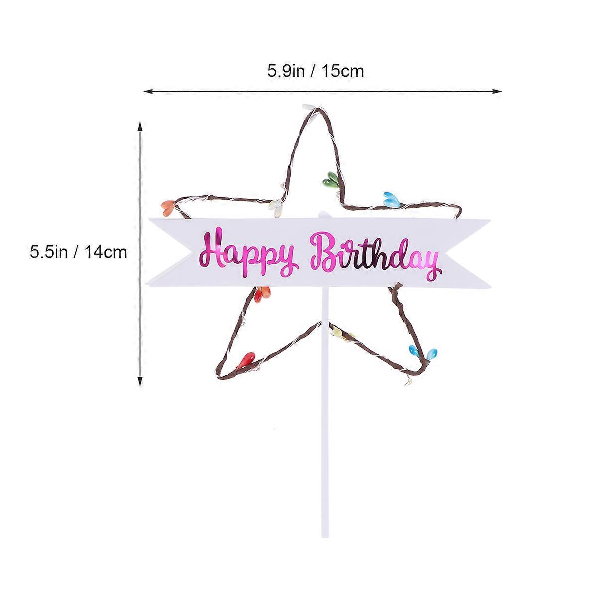 LED Cake Toppers Five-Pointed Star Cake Inserted for Wedding Decoration 1Pcs