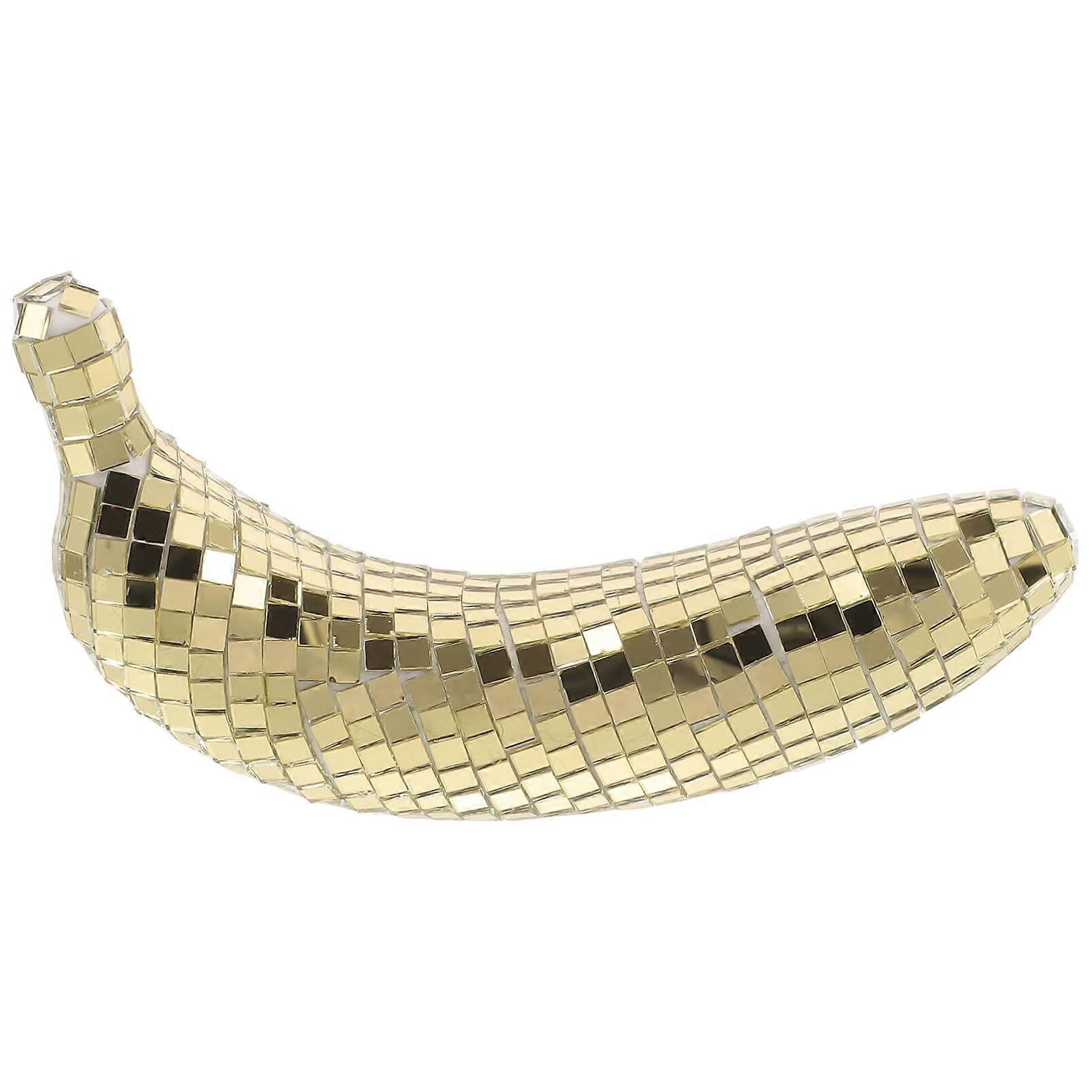 Disco Ball Banana Statue with Mirrored Finish, Retro Style Figurine for Home Decor and Party