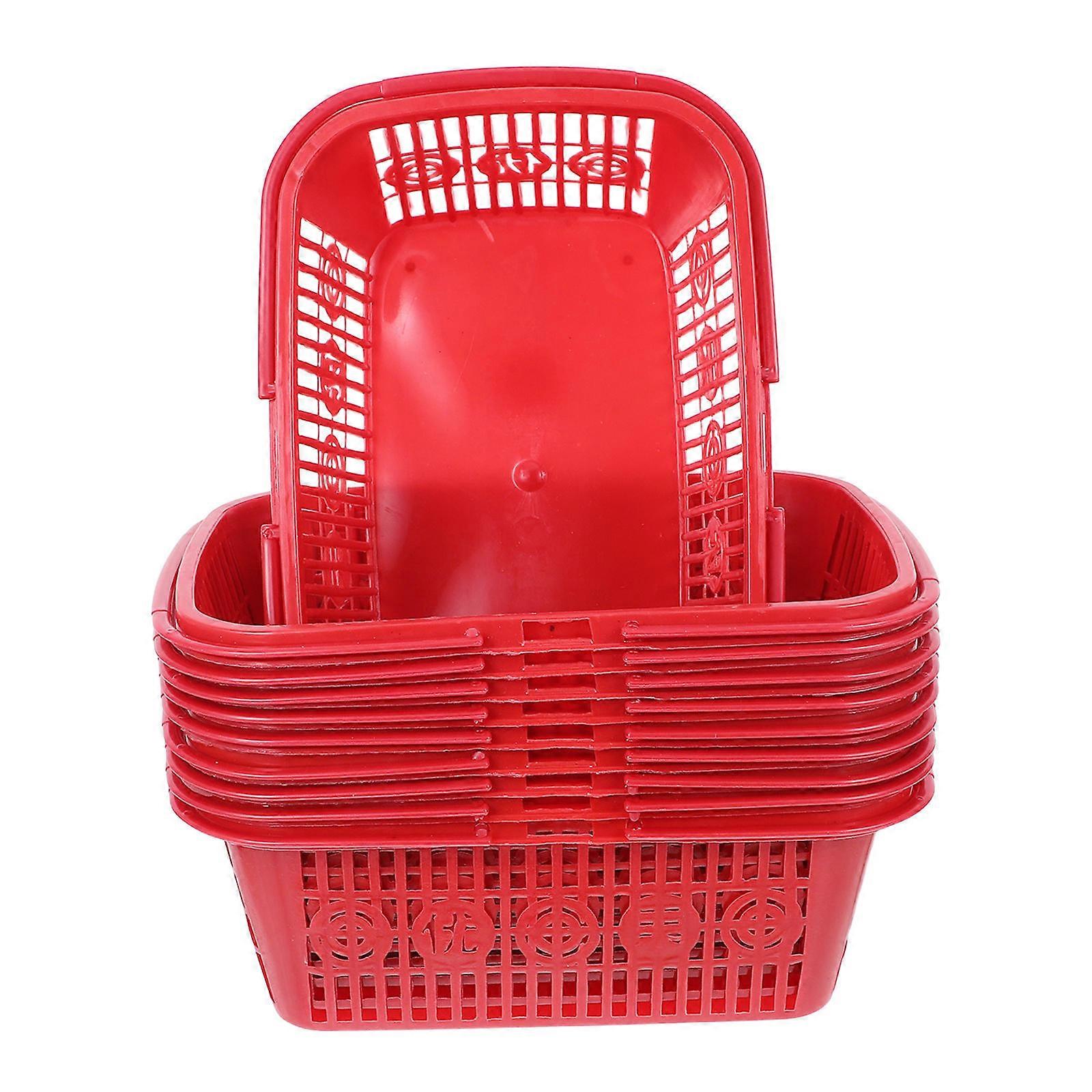 Plastic Red Berry Basket for Fruit Storage with Handle 10Pcs for Home