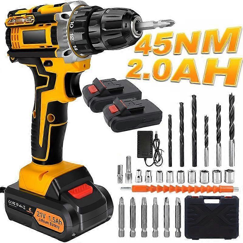 ��Black Friday��Cordless Drill Tool Set  21V Electric Power Drill with 1.5AhLithium-ion Battery and Charger�CUSB/Type-C Rechargeable, Portable,
