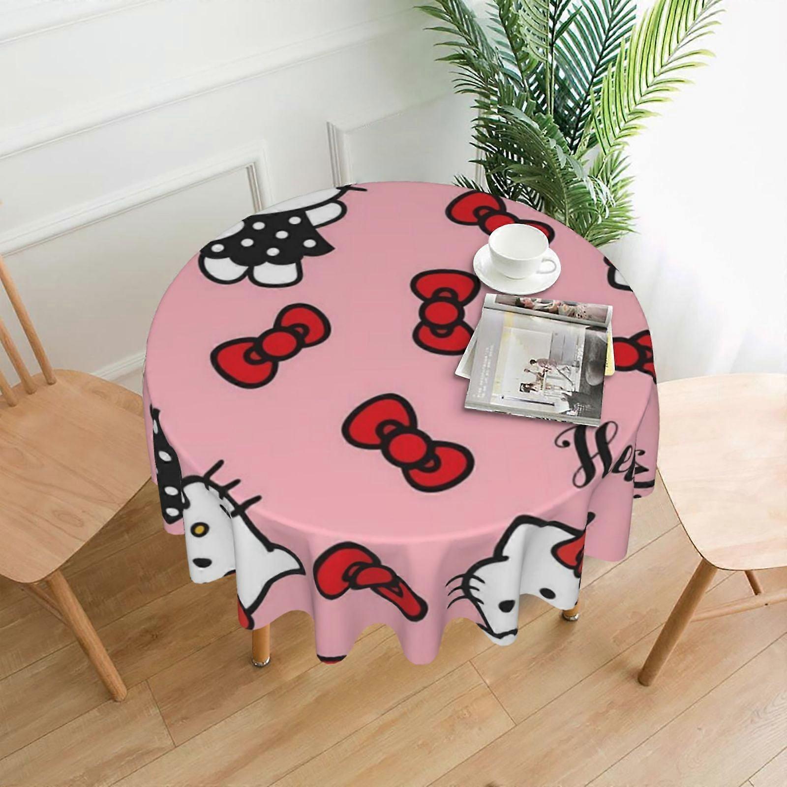 Hello Kitty Rectangular Tablecloth, Water Resistance Antiwrinkle Spillproof Soft Fabric, 60in, compatible with dining table