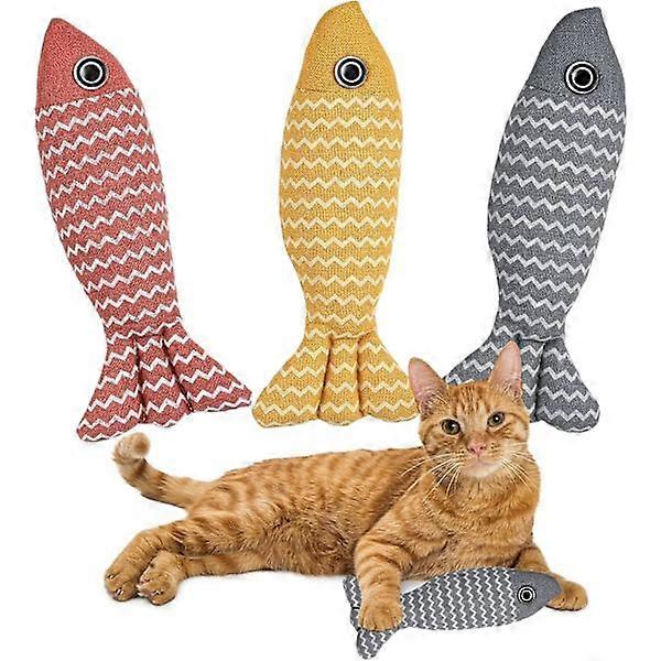 3 pieces of cat kick toys with catnip 3 colors fish Kitty Kick Sti