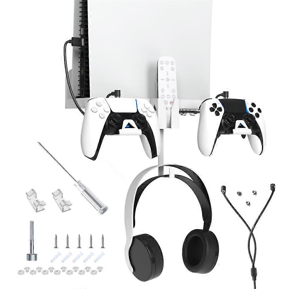 Wall Mount for PS5 Disc and Digital Edition with Detachable Controller Holders and Headphone Bracket