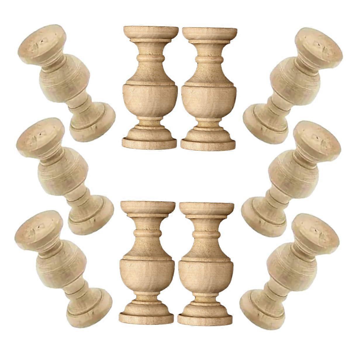 10pcs Unfinished Wooden Spindles Solid Wood Columns for DIY Furniture Rustic Home Decor