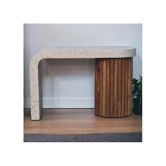 Solid Wood Serenity Terrazzo Coffee Table, Oak-ish, White and Dark Brown