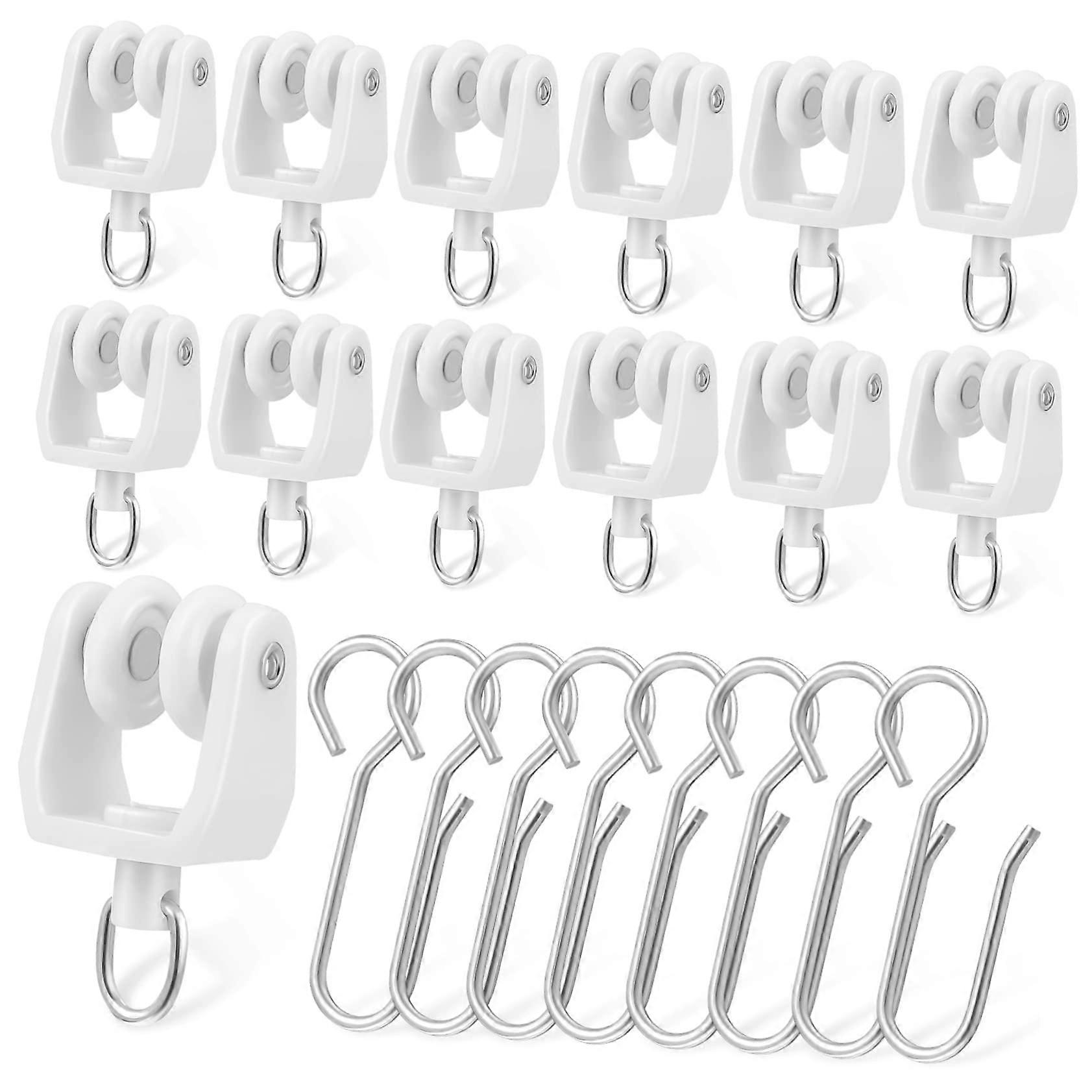 30 Pcs Smooth Curtain Track Rollers with Hooks Plastic Gliders Noise Reducing Easy Install