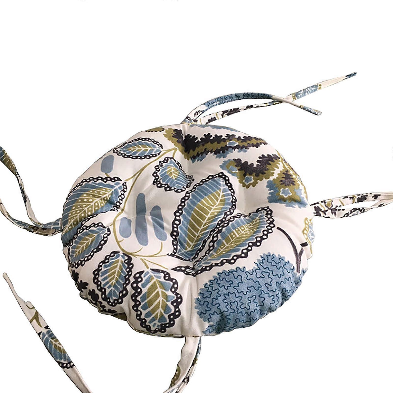 Round Chair Cushion with Ties, Thick Padded Non Slip Canvas Seat Pad for Stool Bench 35cm