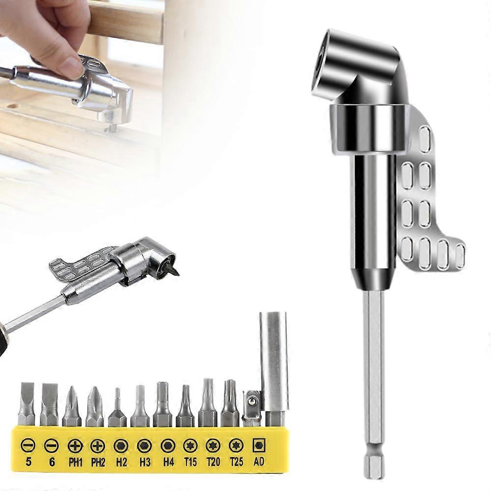 105 Degree Right Angle Drill Adapter with 360° Rotating Socket Set, Durable Zinc Alloy Extension Bit