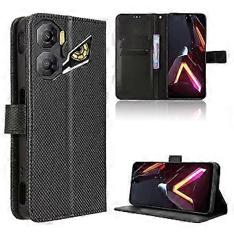 För ZTE nubia Neo 3 5G läderplånboksfodral med rem diamantstruktur telefonfodral