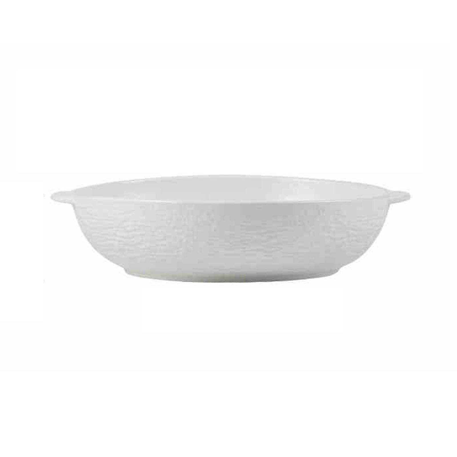 Large Capacity White Ceramic Dinner Plates for Soup and Seafood, Scratch Resistant, Microwave Safe