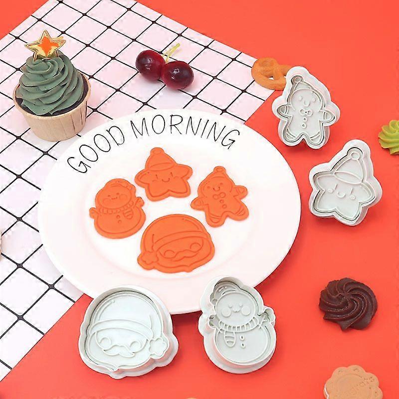 4pc/set Christmas Cookie Mold Set Biscuit Cutters Baking Press Stamp Molds