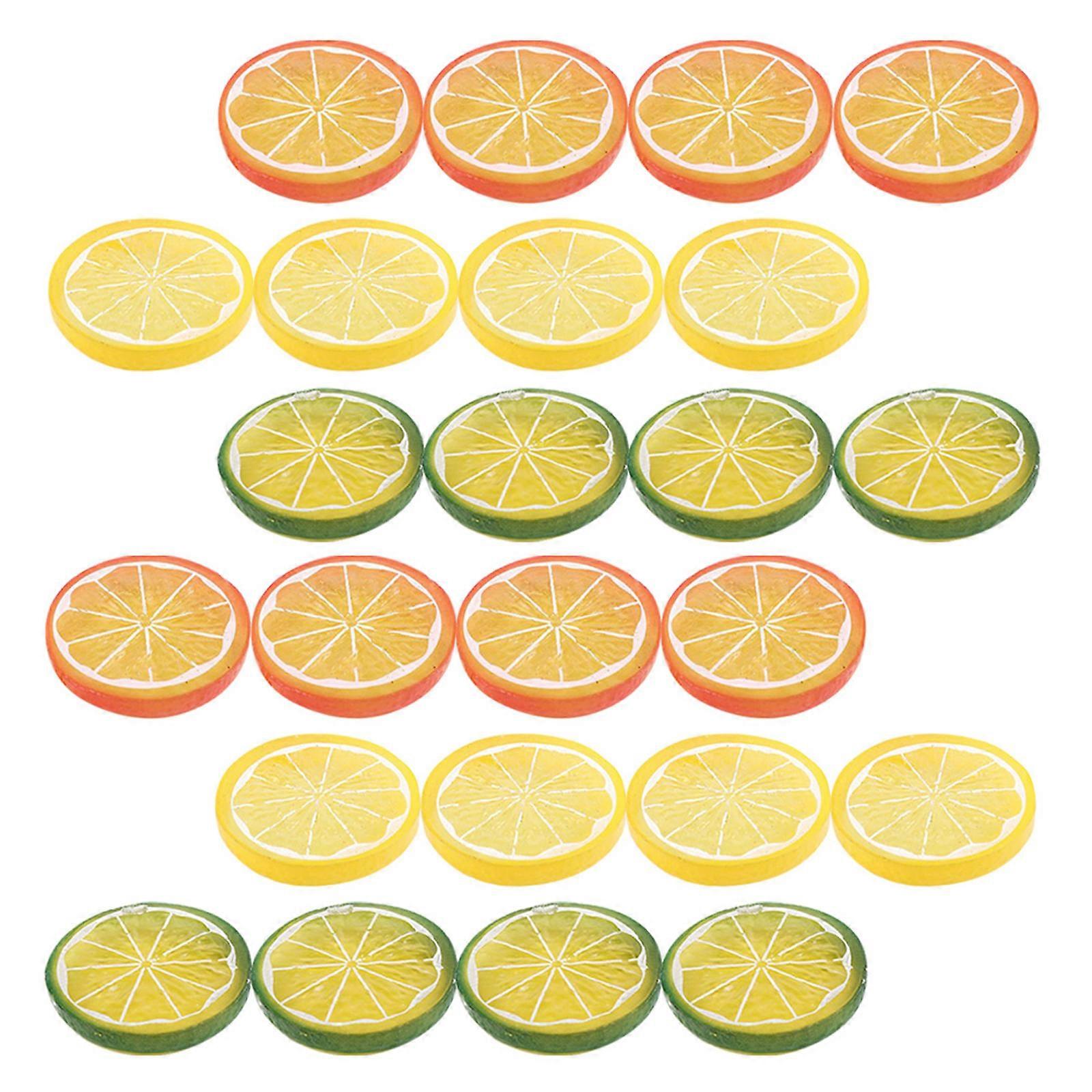 Artificial Fake Lemon Slices Decorative Fruit Model for Decor 120Pcs