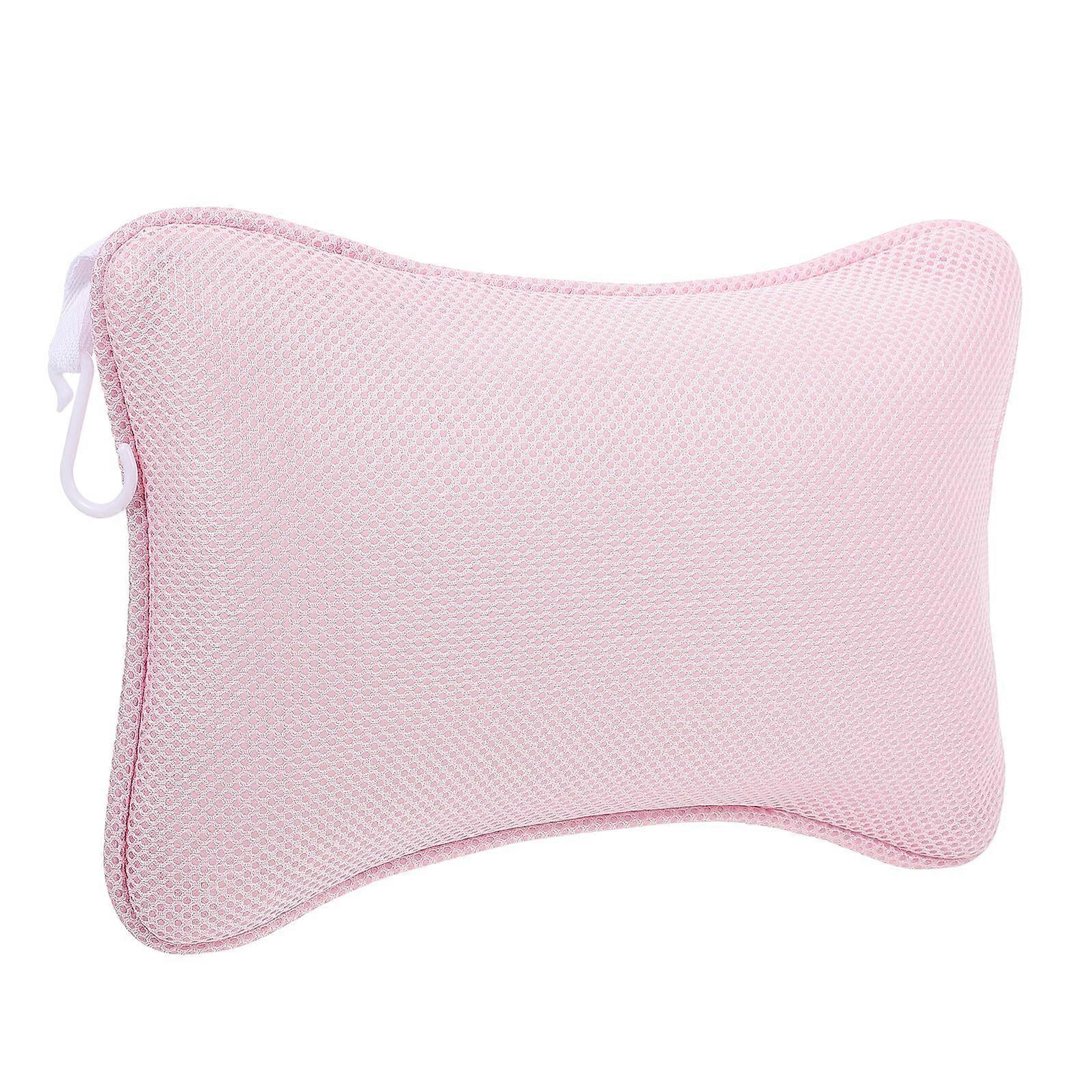 Bath Pillow with Secure Suction Cups Adjustable Firmness Soft Breathable Spa Cushion Pink Fast Drying