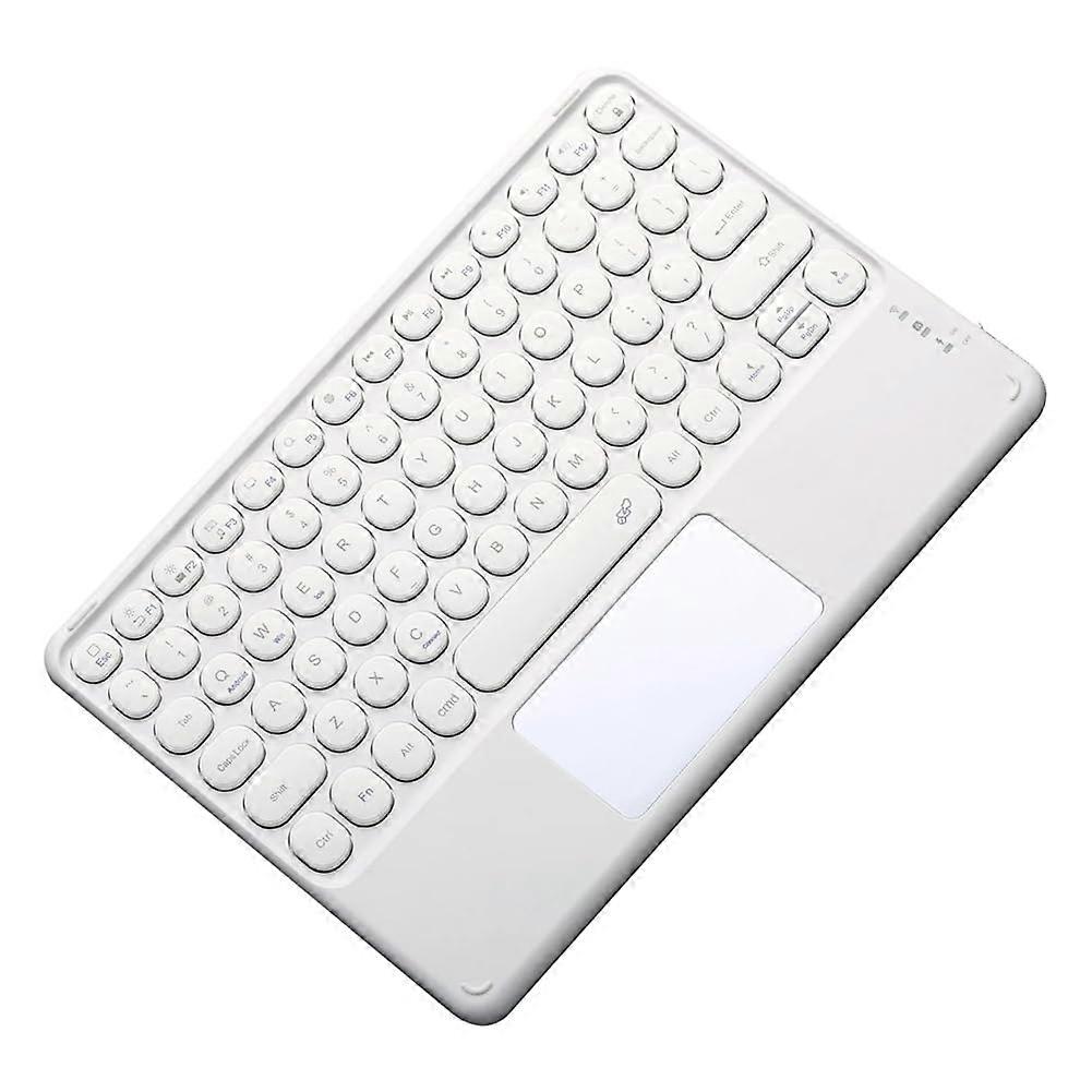 Wireless Bluetooth Keyboard with Touchpad, Mini 78 Keys, MultiDevice Sync, Rechargeable, White