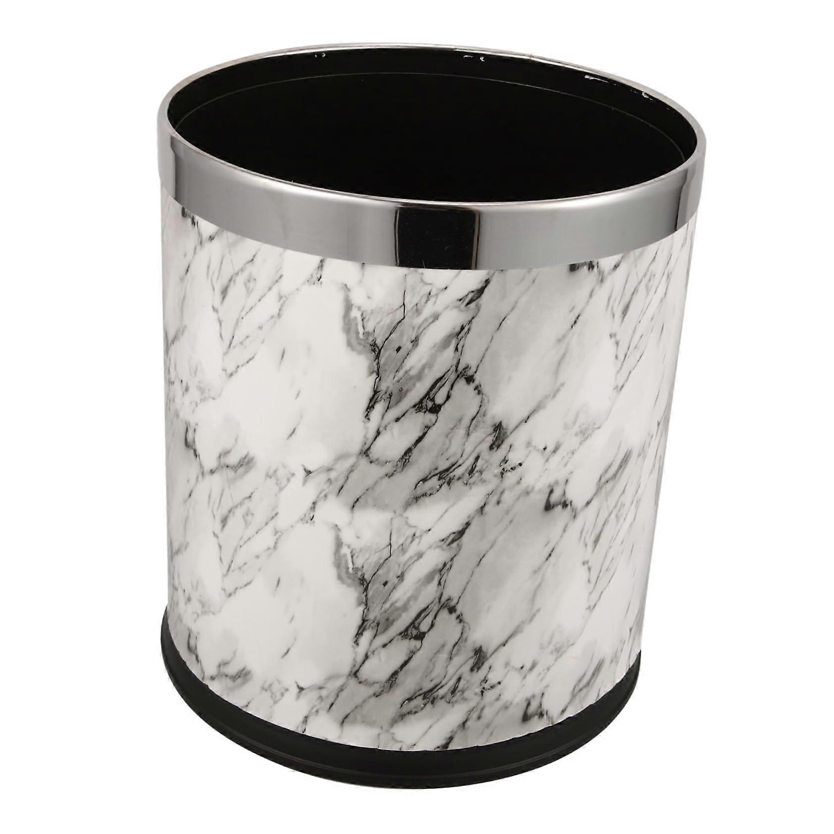 Marble Waste Bin with Stylish Marble Pattern for Bathroom Kitchen Office Durable MultiPurpose Use