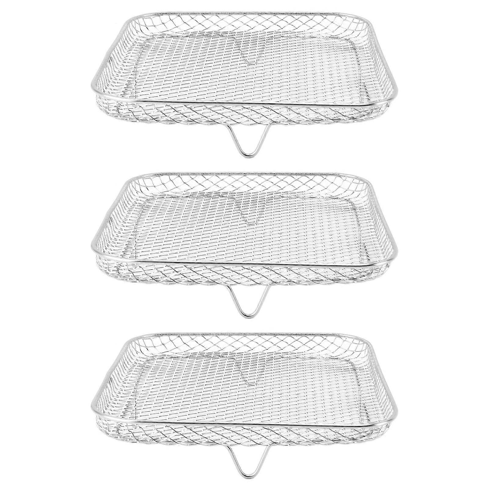 3PCS Stackable Air Fryer Rack Set, 8 Inch Stainless Steel Mesh Dehydrator Racks Square