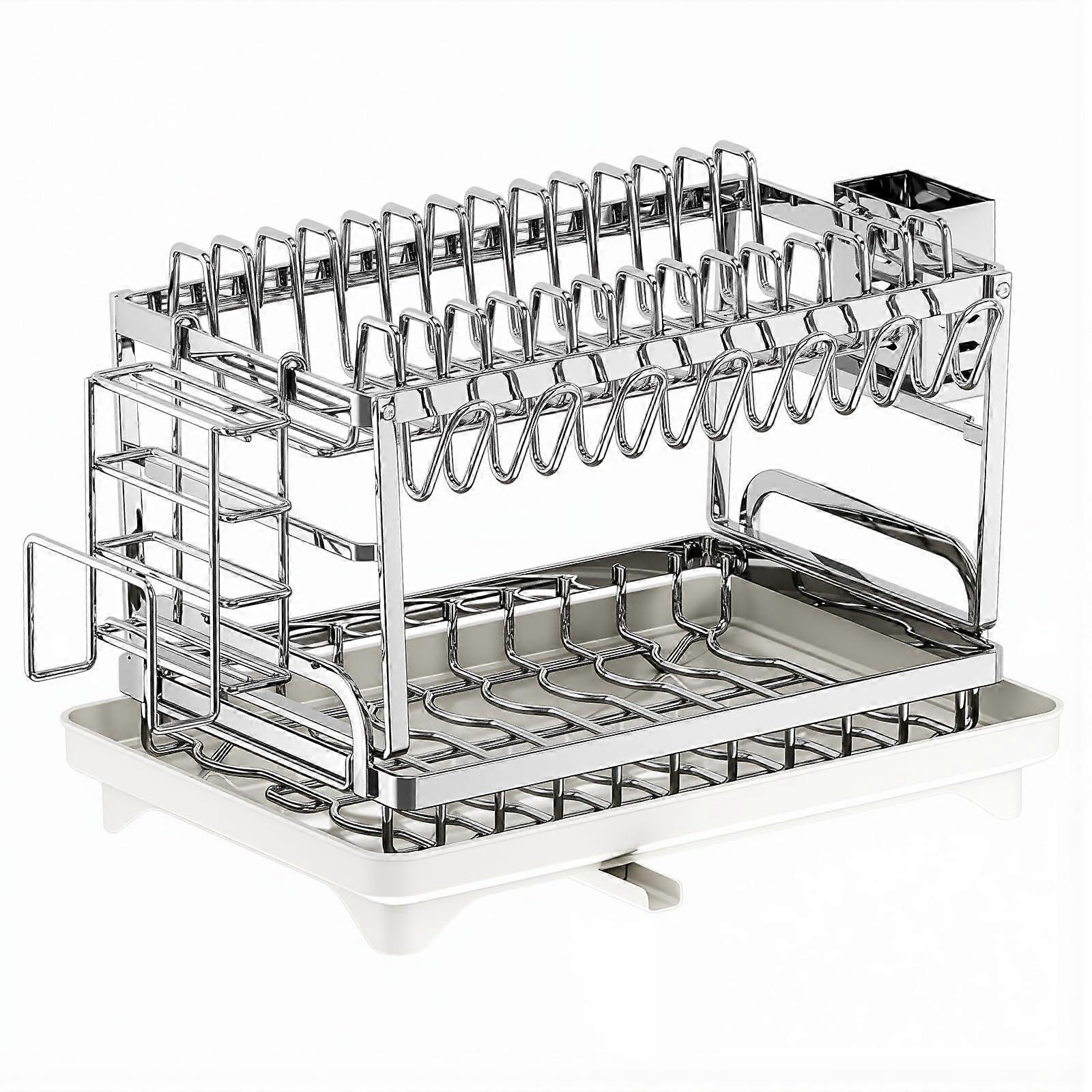 Over Sink Dish Drying Rack Stainless Steel MultiLayer RustResistant Kitchen Countertop Organizer