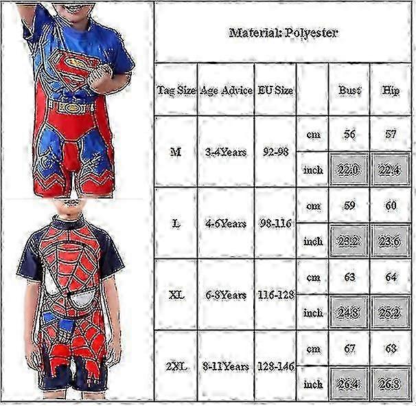 3-11 Jahre Kinder Superman Bademode Einteiliger Badeanzug Badeanzug
