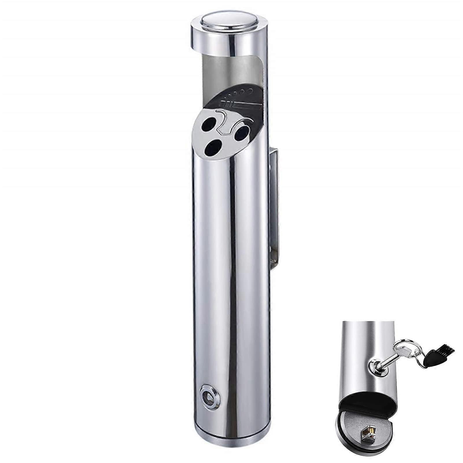 Outdoor Cigarette Ashtray with Lockable Lid, Rustproof Stainless Steel Wall Mounted Smoking Bin