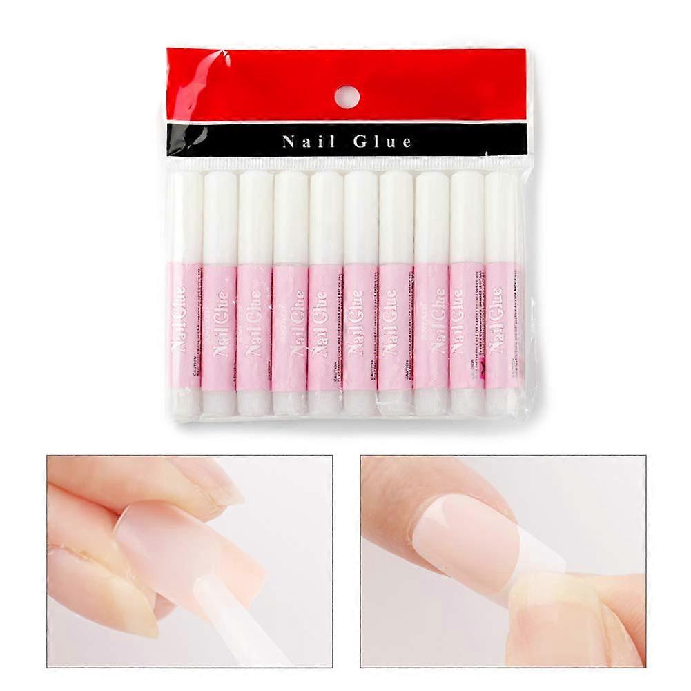 Nail Glue for False Nail Tips 10PCS Set Strong Hold Transparent Adhesive Longlasting Precision