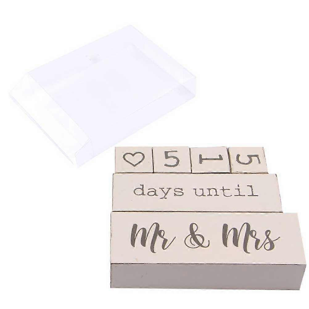 Wooden Wedding Calendar for Countdown with 2Pcs Beige Desktop Decor