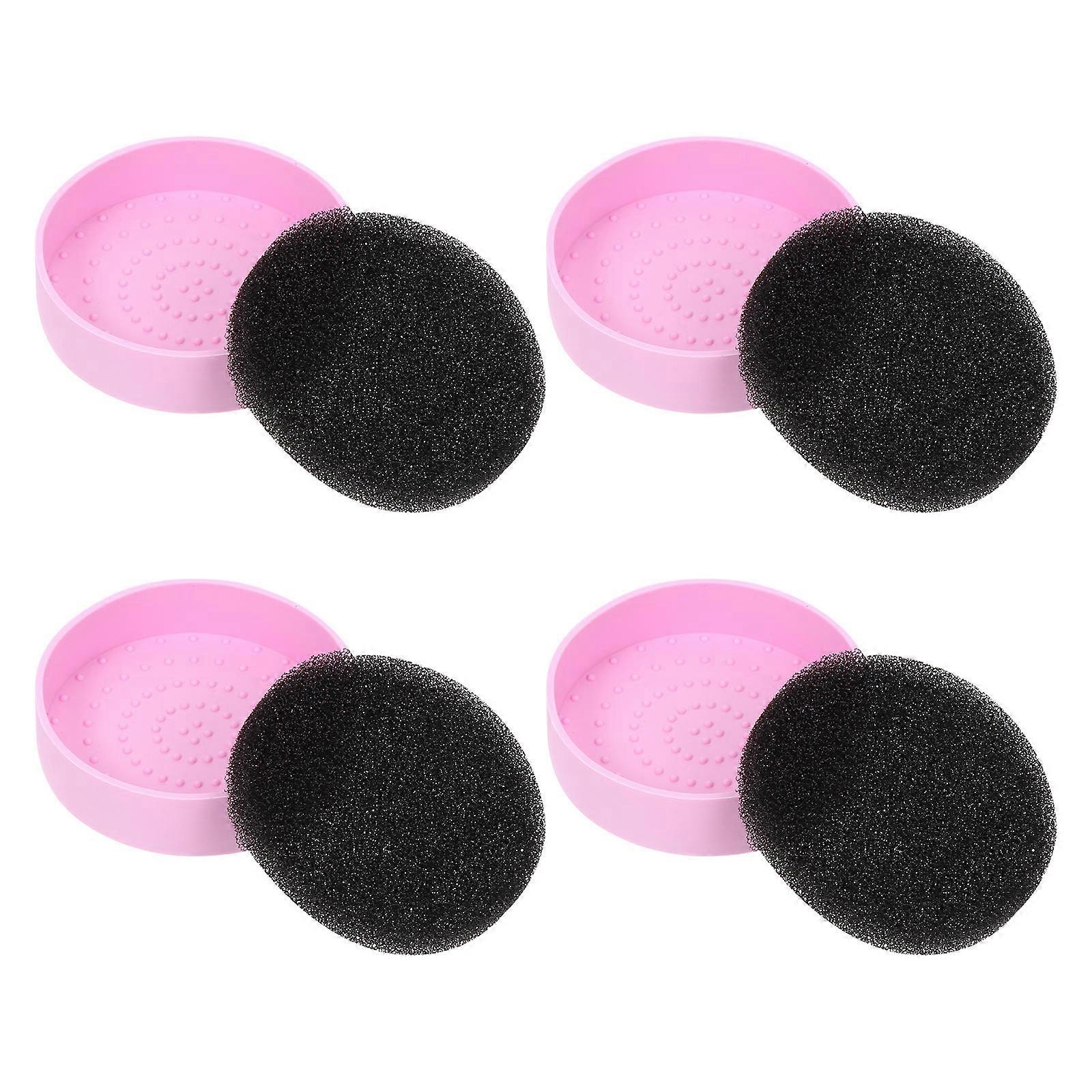 Violet Makeup Brush Cleaner Eye Shadow Sponge Pad for Efficient Brush Cleaning 4Pcs