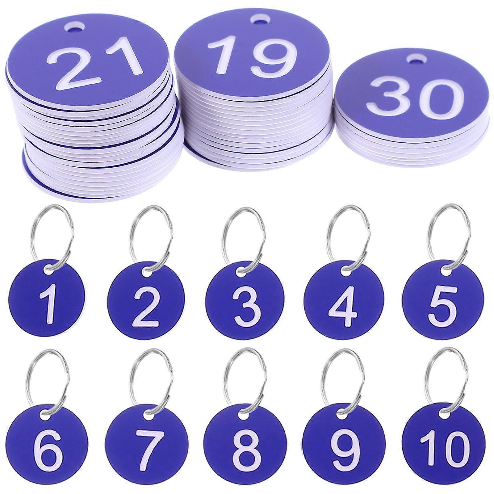 Blue Digital Number Tag Acrylic Number Tags for Identification 50Sets