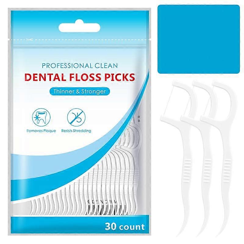 Dental Floss Picks 30 Pack with Toothpick End, Dual Function Design, Compact Storage Box