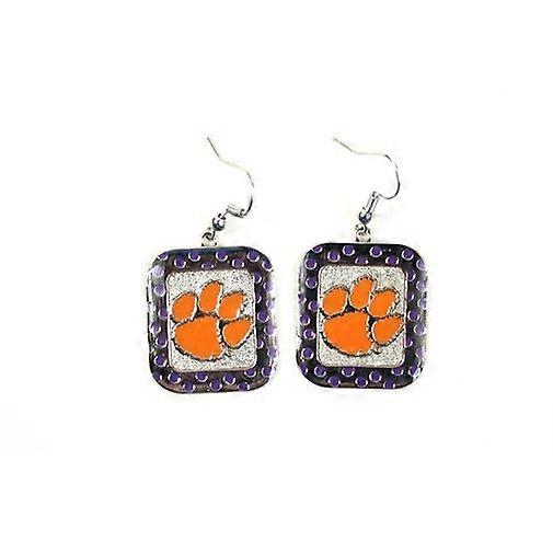 Clemson Tigers NCAA Polka Dot Style Dangle Earrings