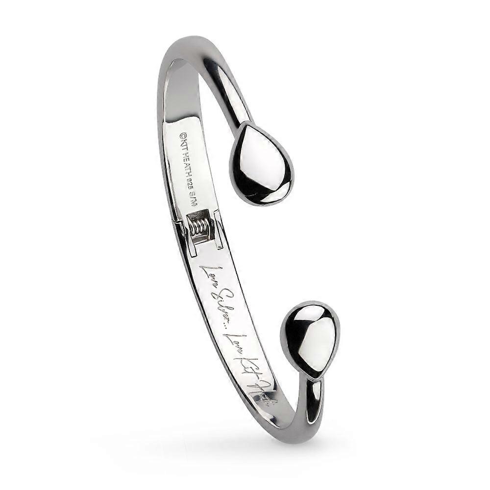 Kit Heath Coast Pebble Smooth Rhodium Plated Hinged Bangle