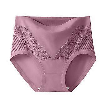 lulshou Damen-Unterwäsche, hochgeschnittene Baumwollspitzen-Slips, atmungsaktiv und bequem, Lila, Größe M