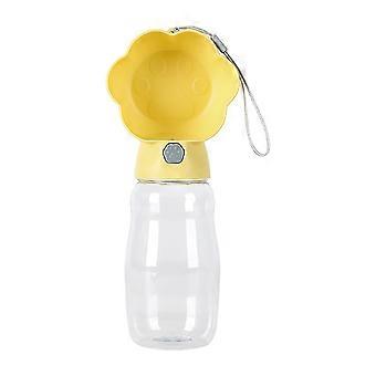 Leak Proof Dog Water Bottle 530ml with Large Mouth and Bowl for Walking Travel Outdoor Pet Drinking Cup Yellow