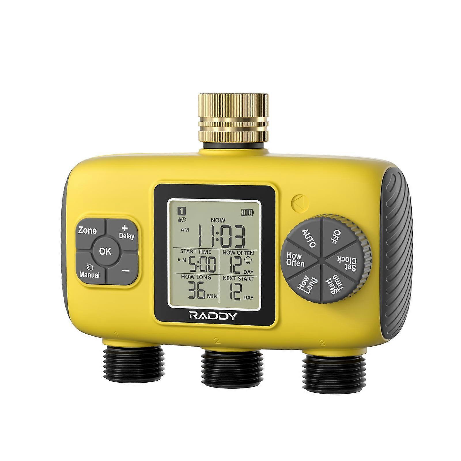 Sprinkler Timer 3 Zone Outdoor Waterproof Irrigation Controller with Manual Control and Rain Delay