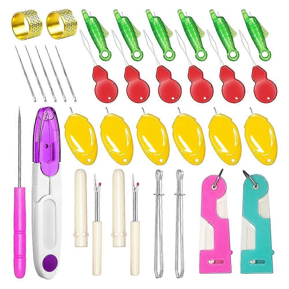 33piece Needle Threader Tool with Automatic Needle Threader/Fish Mouth Easy Needle Threader/Gourd and Thumb Shape Simple