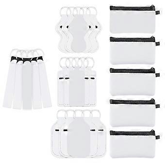 25PCS Sublimation Blanks Wristlet Set, , Lipstick Holder Keychain,Makeup Pouch, Keychain Holder for