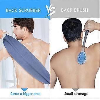 Exfoliërende rugscrubber met handvatten, twee zijden voor gebruik onder de douche, reinigt de huid diep, masseert en stimuleert de bloedsomloop. Geschikt voor mannen en vrouwen, één maat.