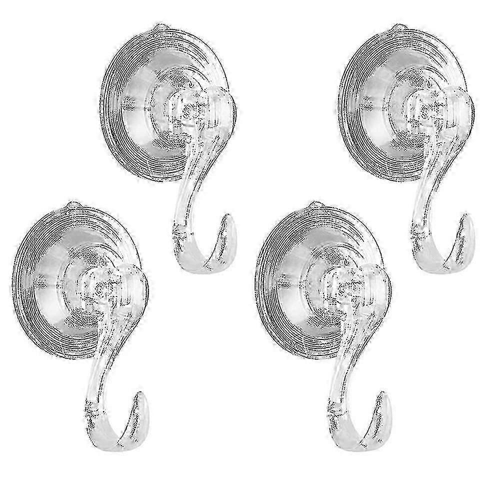 4 Pack Clear Heavy Duty Reusable Suction Cup Hooks