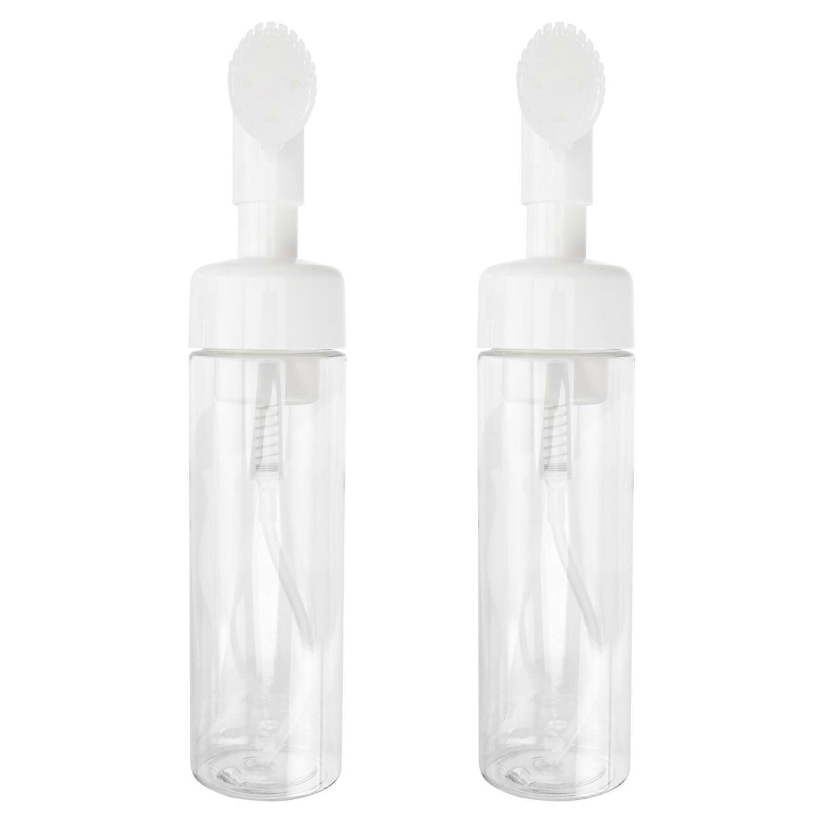 Foaming Bottle Cleanser Brush with 2Pcs Transparent Plastic Bottles for Storage