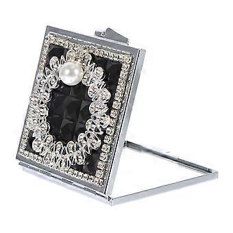 Portable Pearl Pendant Makeup Mirror with Double-Side Design for Females 1 Piece