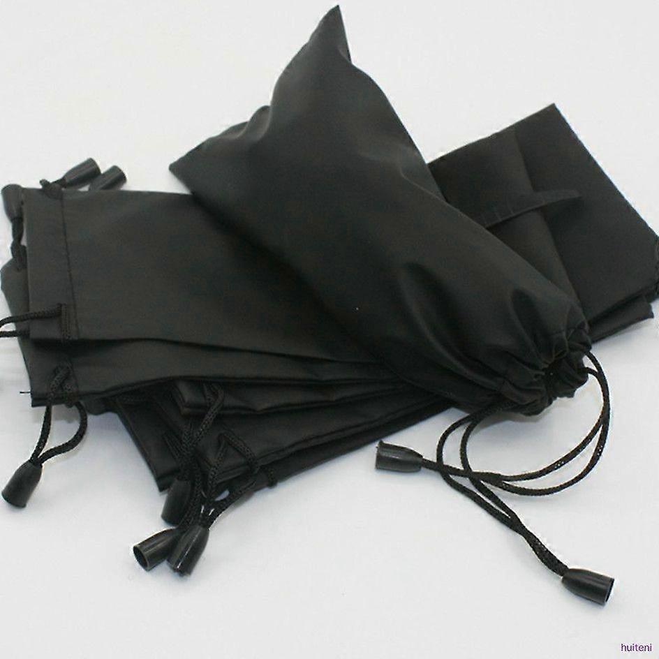 Black sunglasses storage bag with drawstring closure.