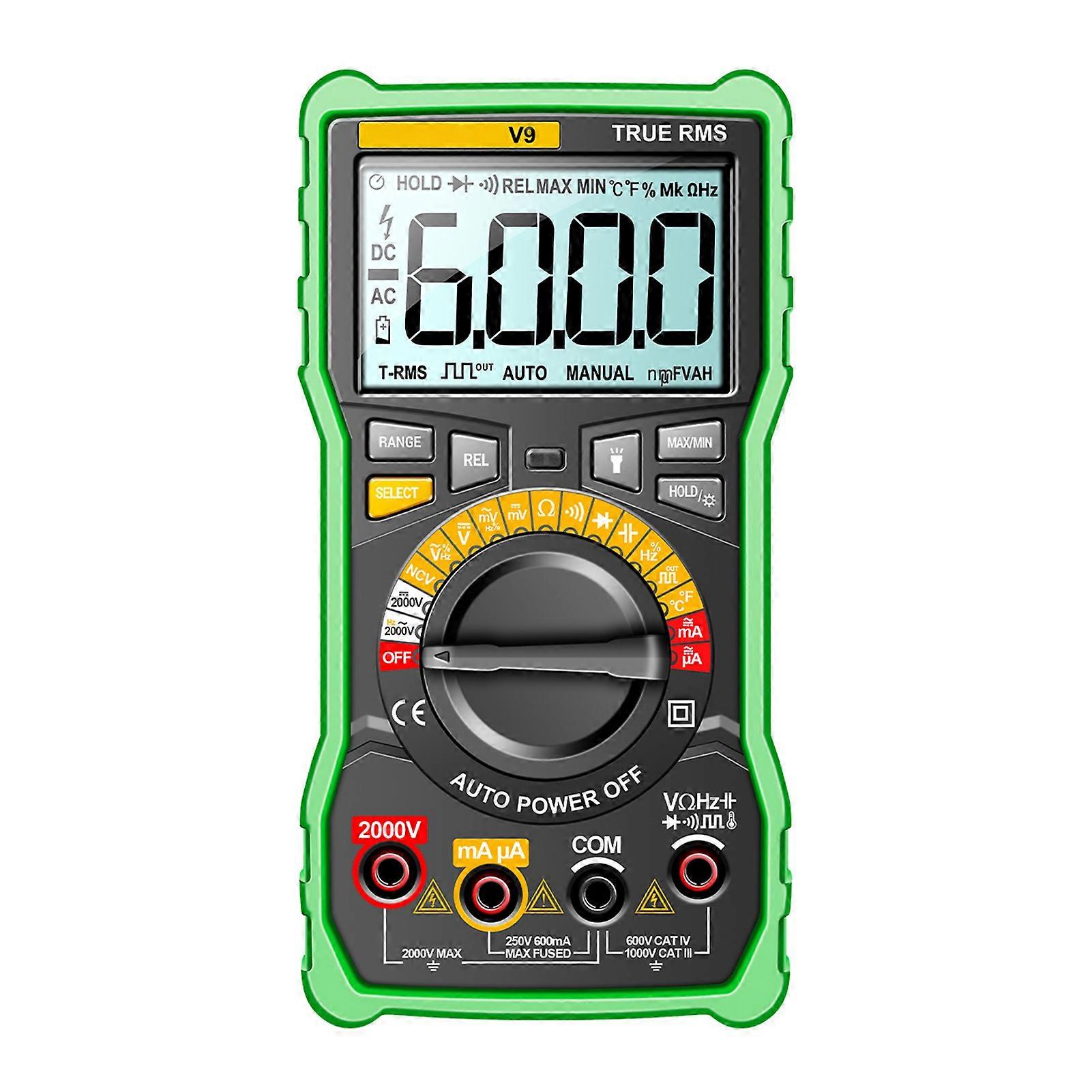 Digital Multimeter 6000 Count 2000V High Accuracy AC DC Current Voltage Capacitance Tester with LCD Display